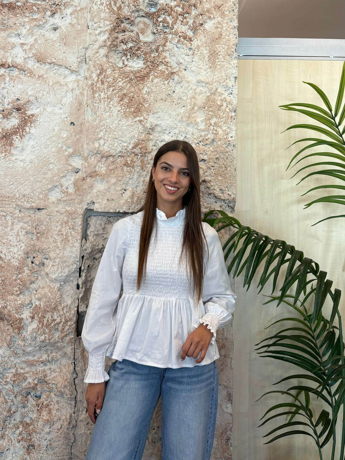 BLUSA PANEL DE ABEJA BLANCA