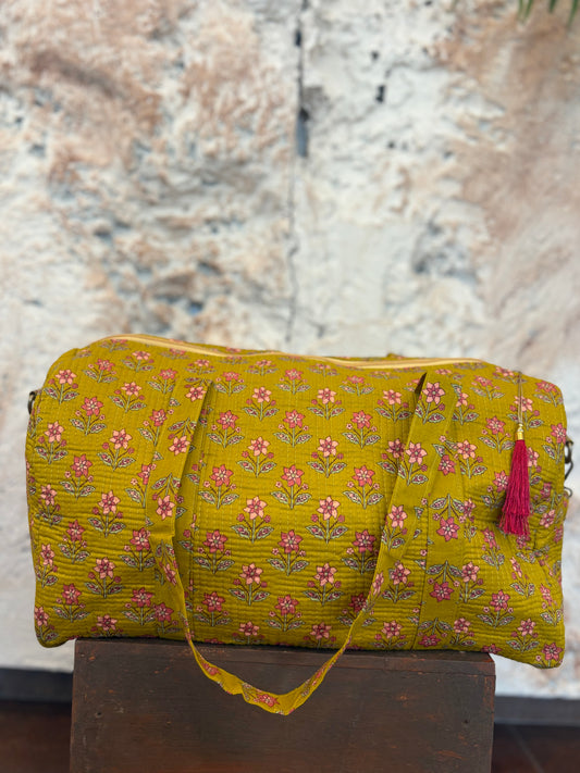 BOLSO VIAJE ESTAMPADO VERDE PISTACHO
