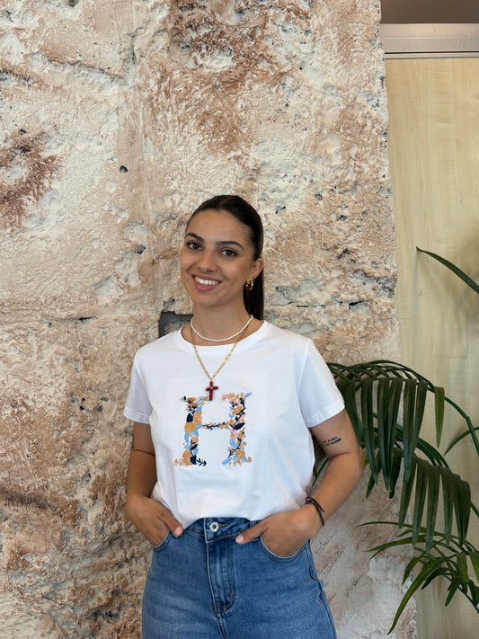 CAMISETA BORDADO LETRA H