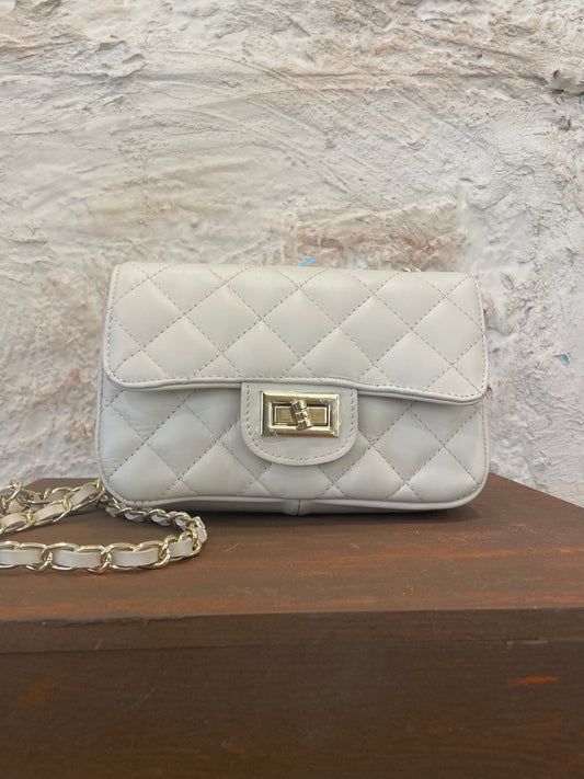 BANDOLERA PIEL ACOLCHADO BEIGE