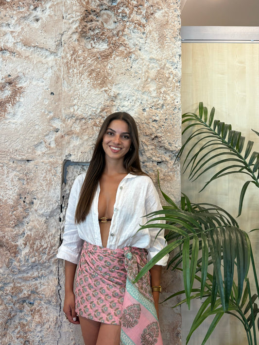 PAREO ESTAMPADO ROSA-VERDE AGUA