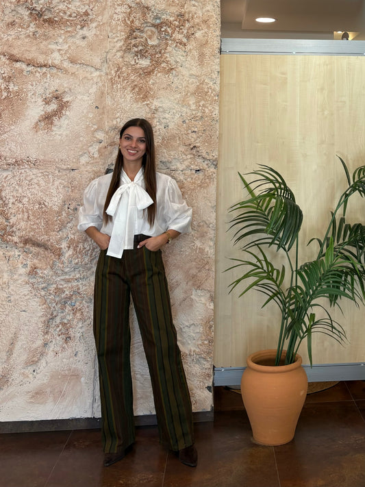 JEANS WIDE LEG RAYAS VERDE