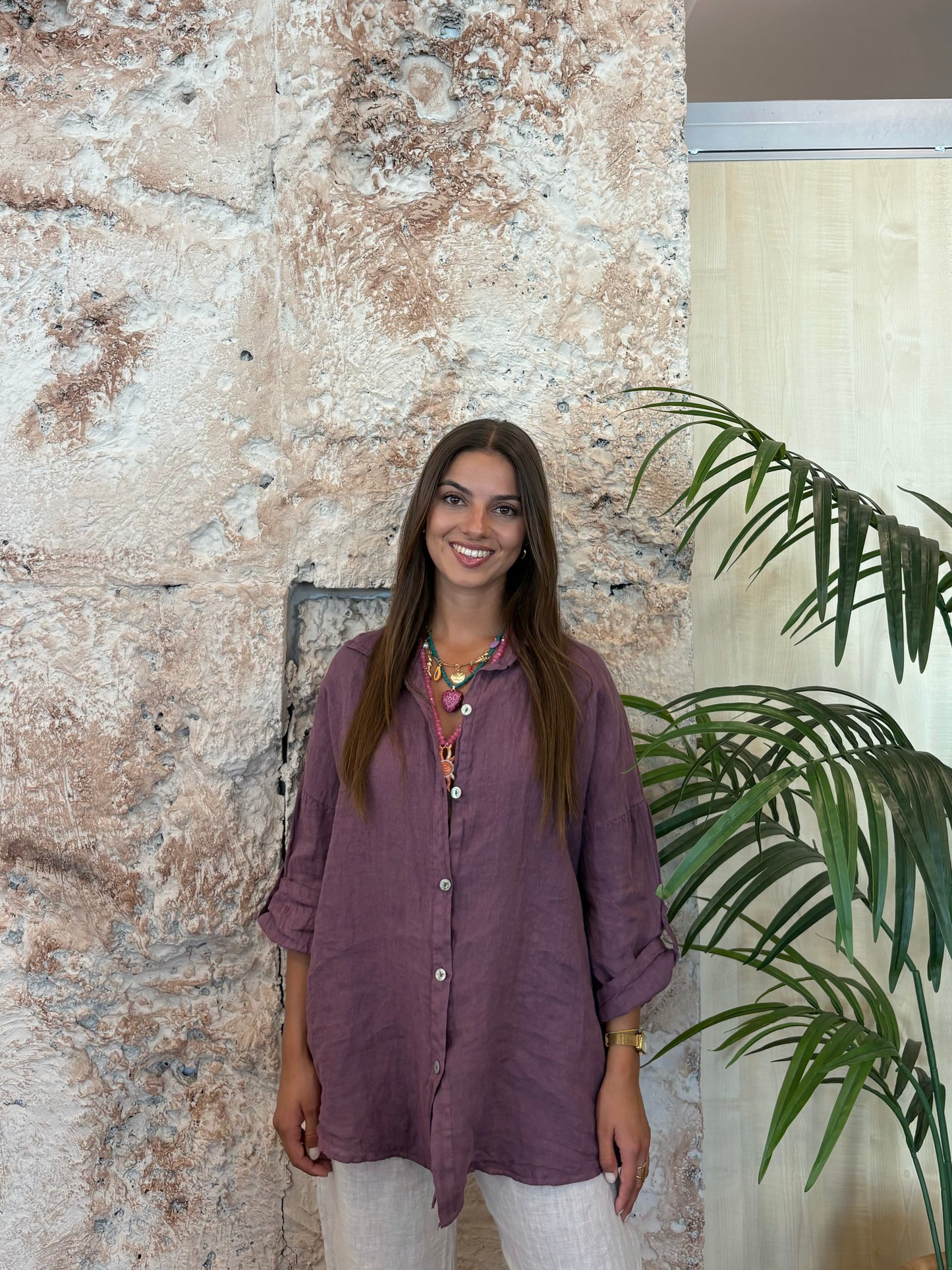 CAMISA LINO LILA