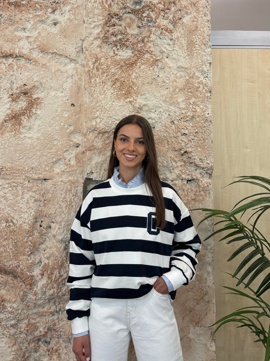 SUDADERA MARINO RAYAS INICIAL