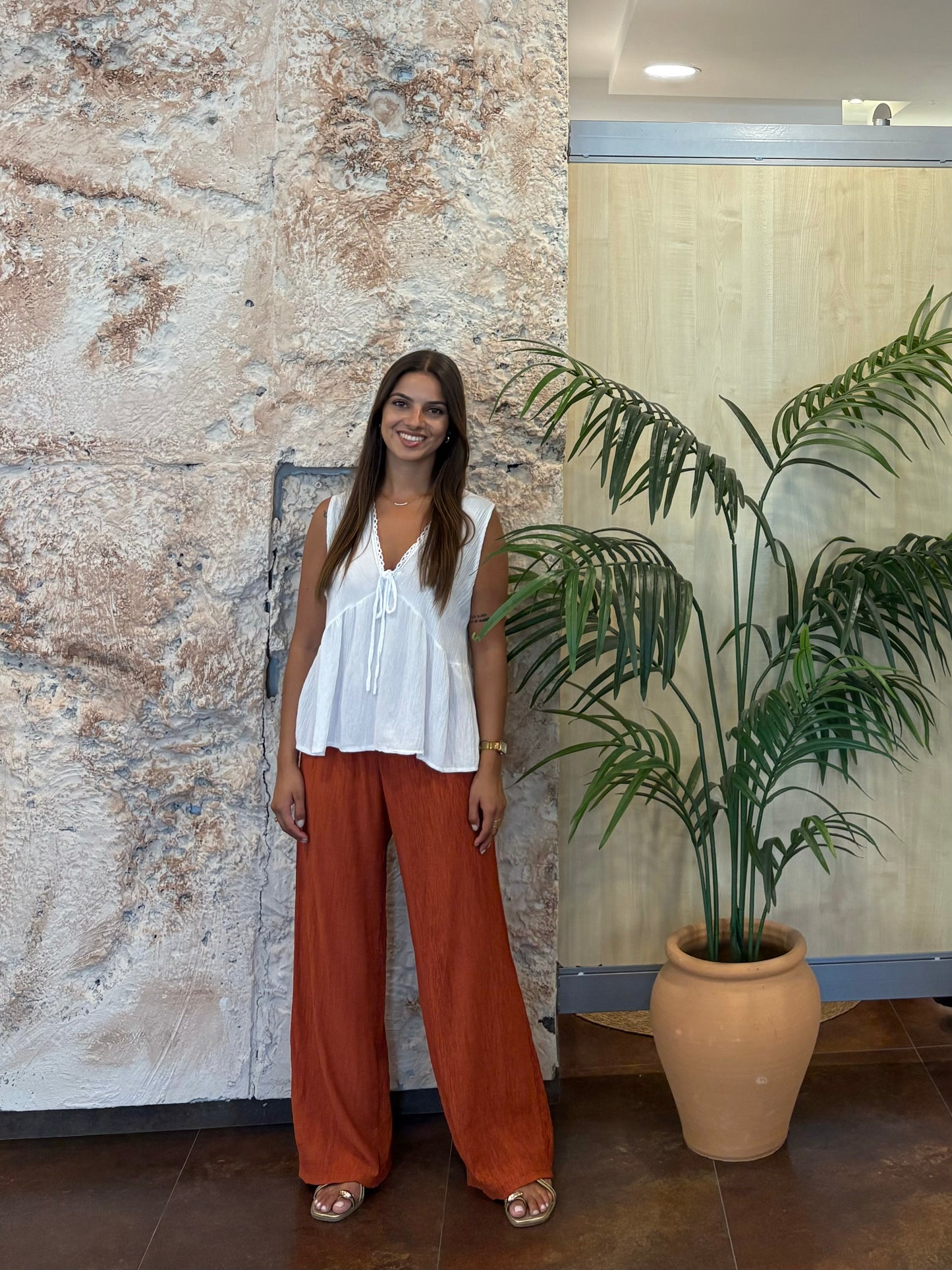 PANTALÓN FLUIDO BAMBULA TEJA