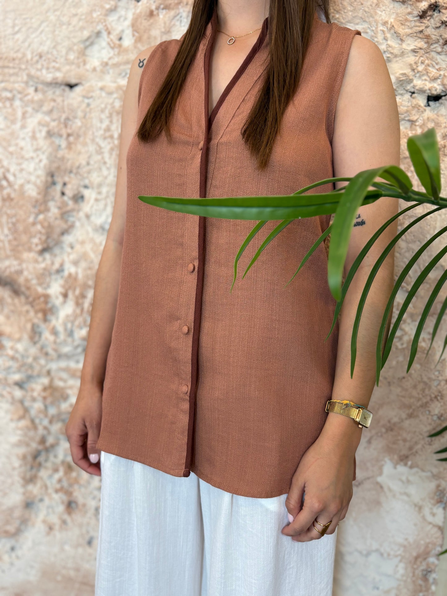 CAMISA CUELLO MAO TEJA