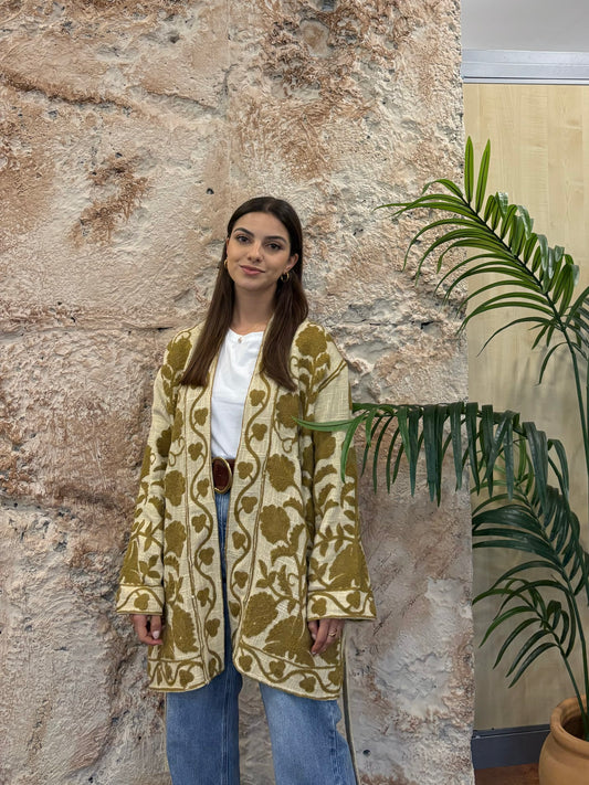 KIMONO BORDADO FLORAL VERDE