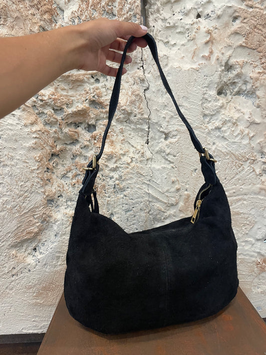 BOLSO PIEL BANDOLERA ASA HEBILLAS NEGRO