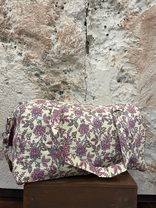 BOLSA VIAJE CRUDO Y ROSA