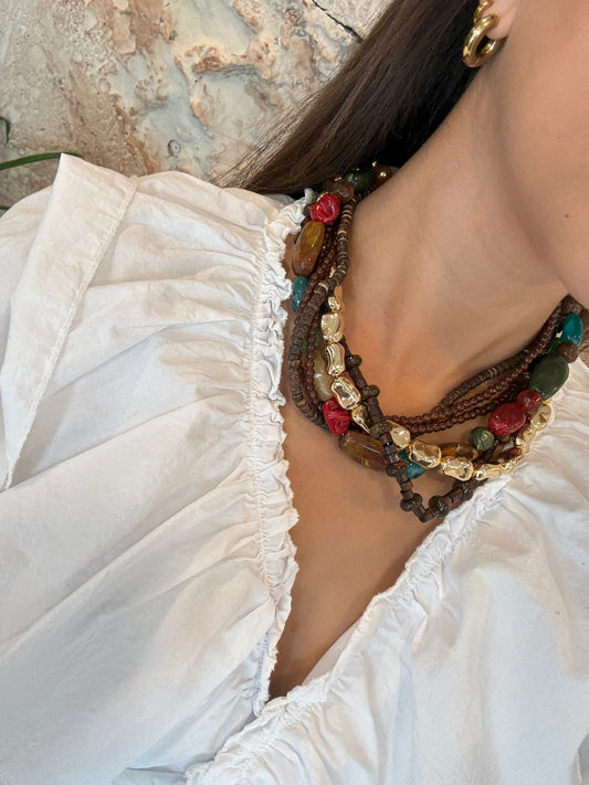 MAXI COLLAR ABALORIOS TIERRA DORADO