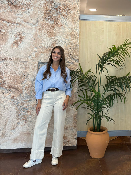 JEANS DENIM BEIGE LÍNEA FRONTAL