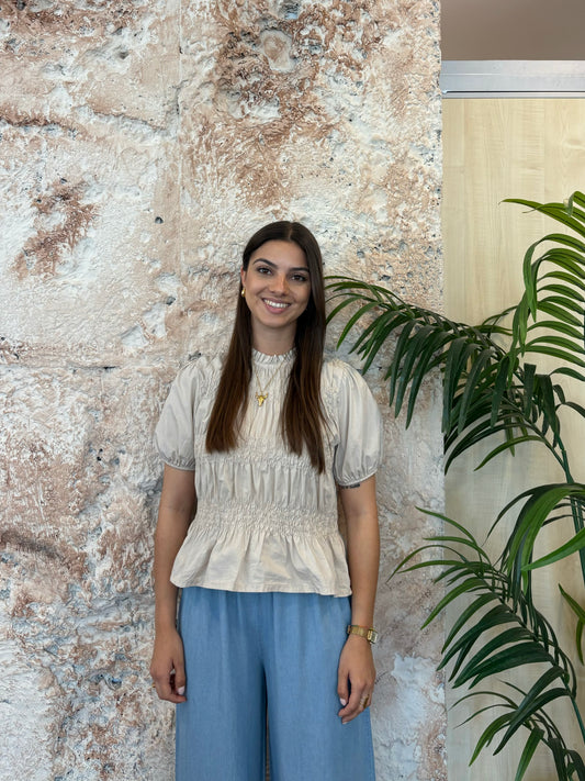 BLUSA PANEL ABEJA BEIGE