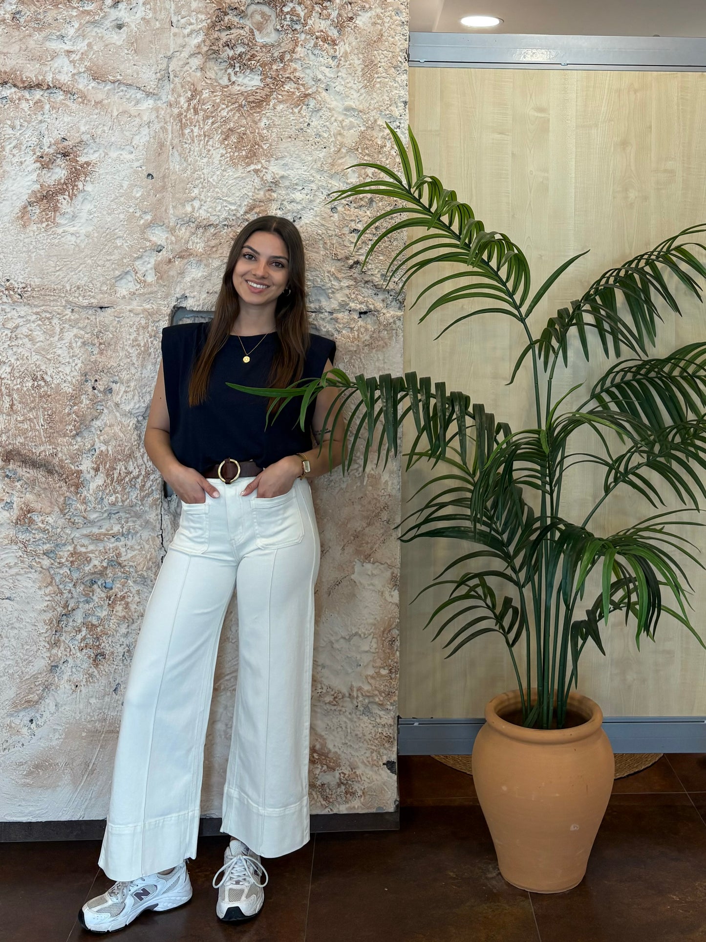 DENIM CULOTTE BEIGE LINEA BOLSILLOS