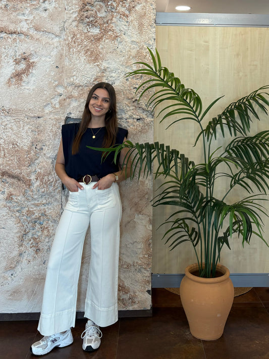 DENIM CULOTTE BEIGE LINEA BOLSILLOS