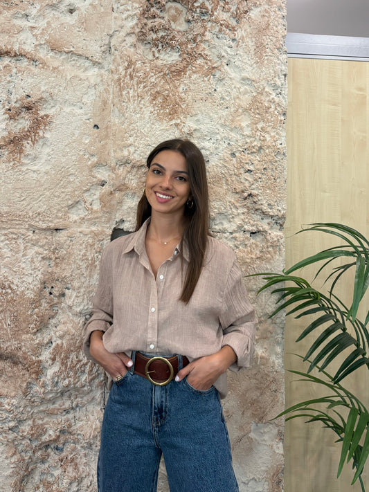 CAMISA FLUIDA EFECTO BAMBULA BEIGE