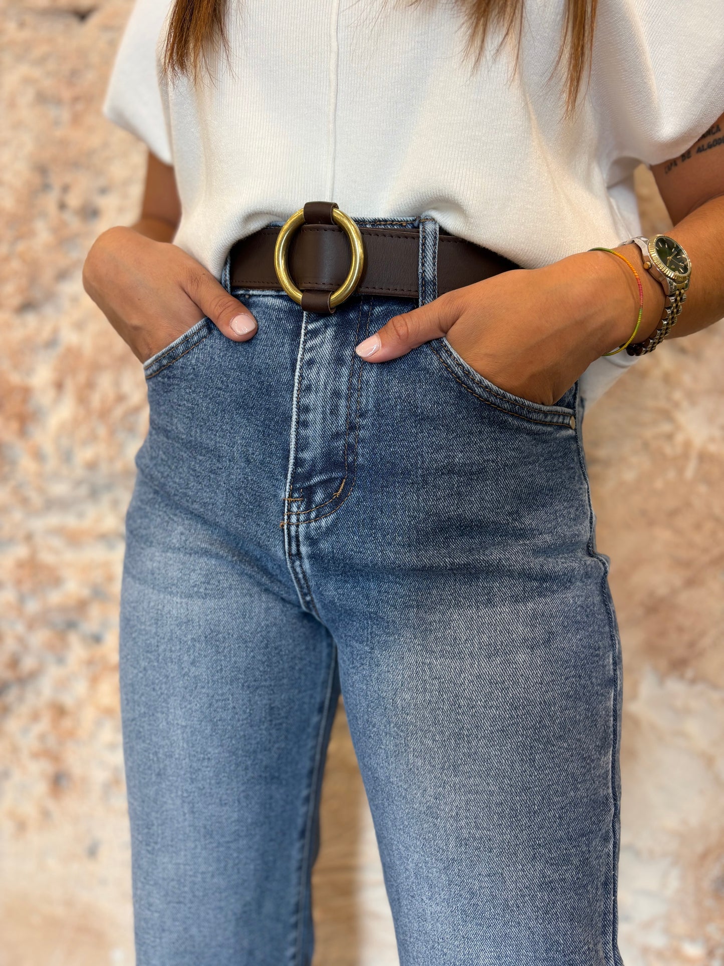 JEANS WIDE LEG OCURO