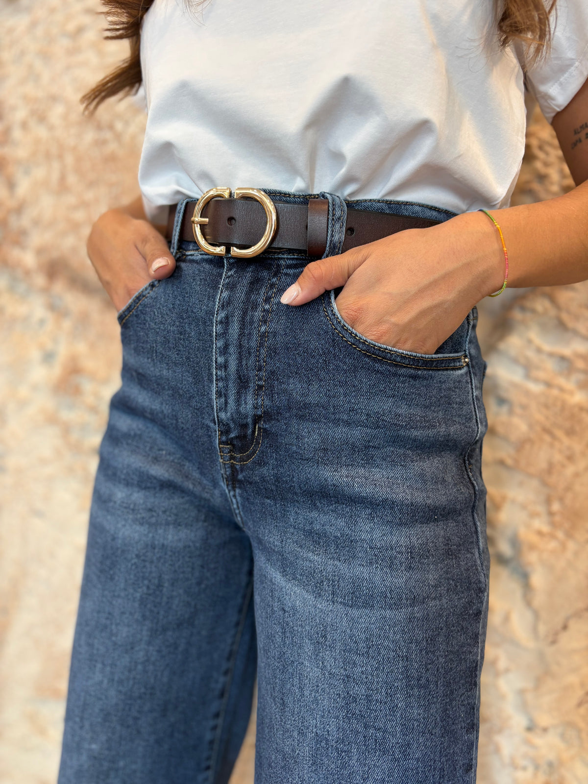 JEANS WID LEG OSCURO BAJO COSTURA