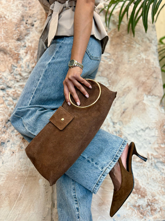BOLSO BAGUETTE PIEL CAMEL