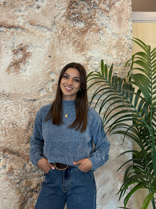 JERSEY CUELLO PERKINS CHENILLA AZUL