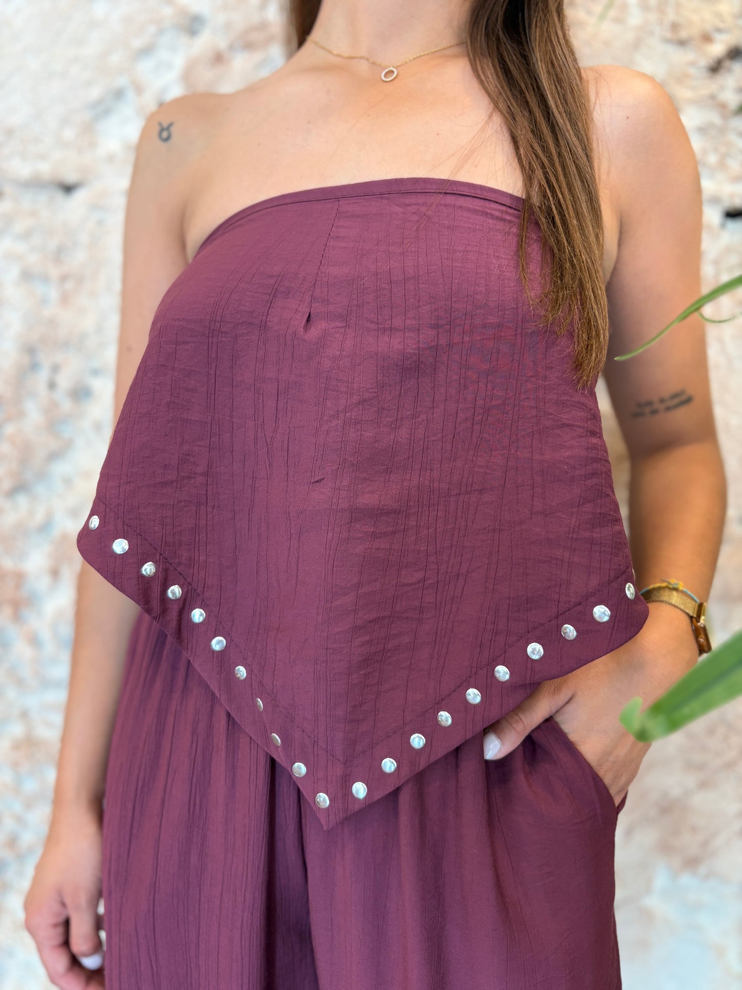 PANTALÓN PAÑUELO FLUIDO MORADO