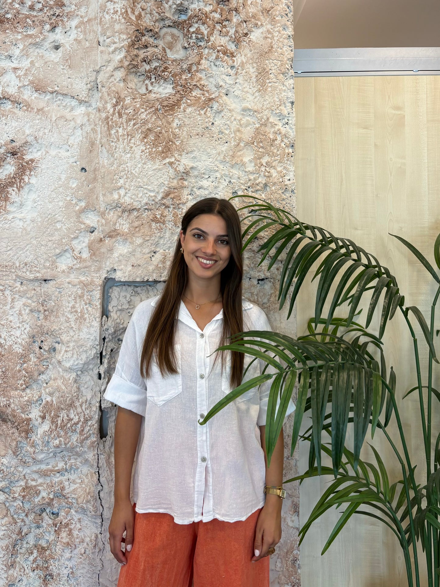 CAMISA EFECTO LINO BLANCA