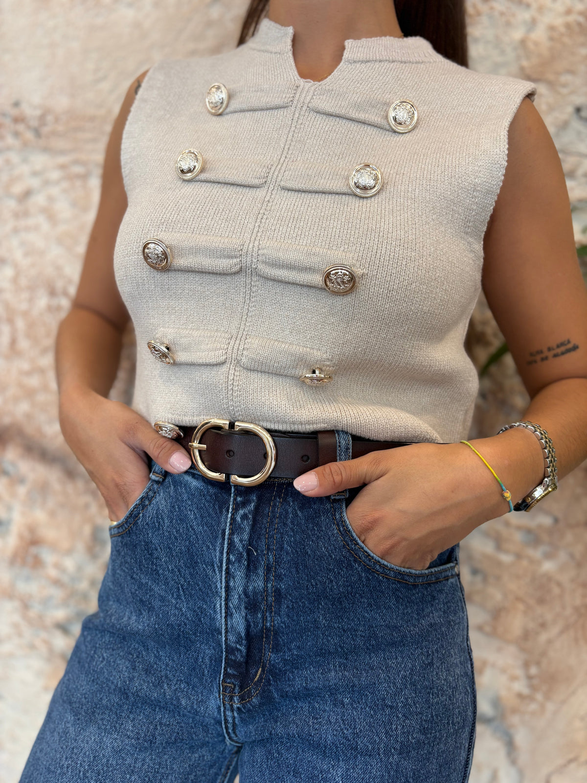 JEANS WIDE LEG DENIM OSCURO