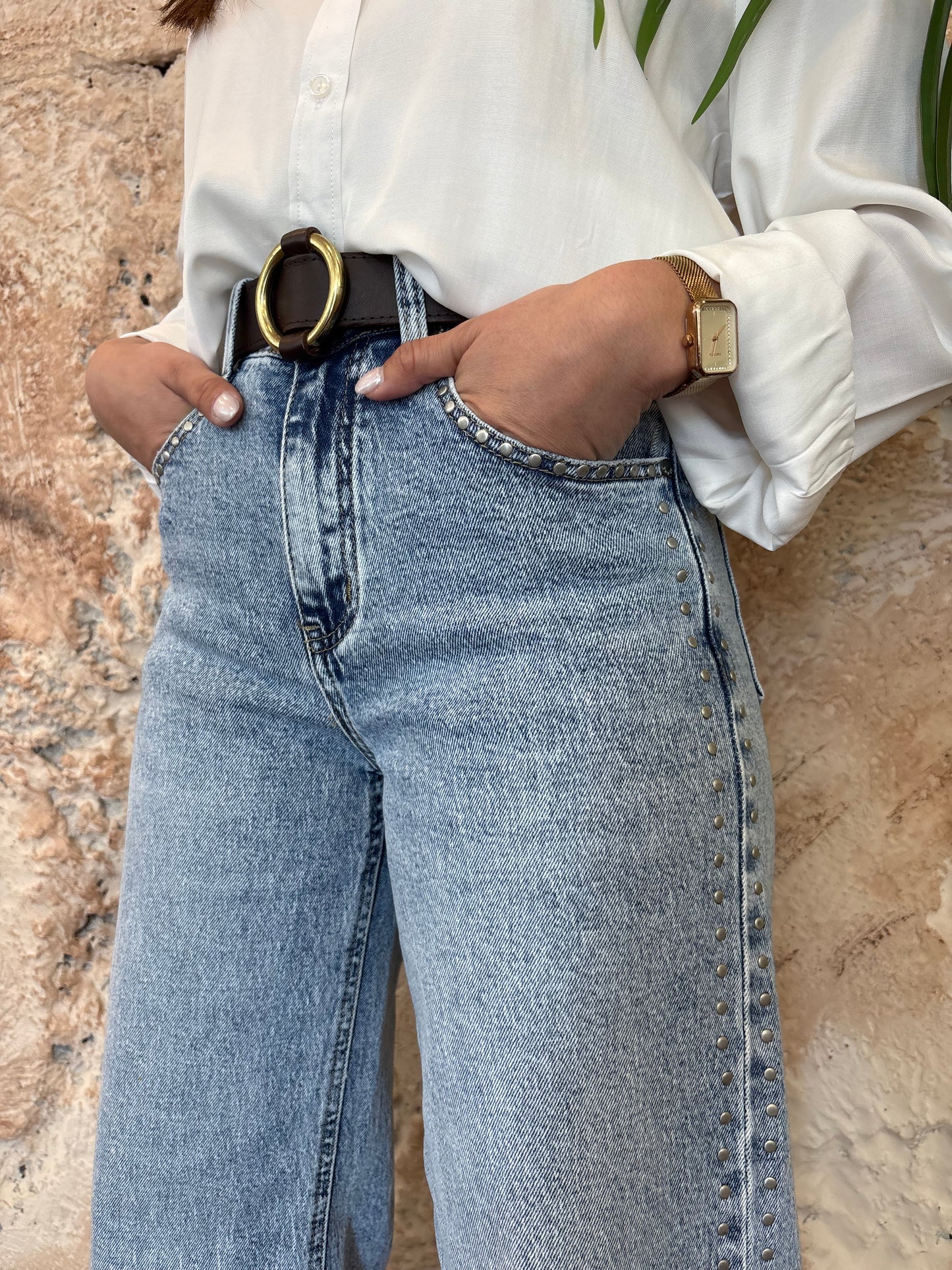 JEANS RECTO TACHAS