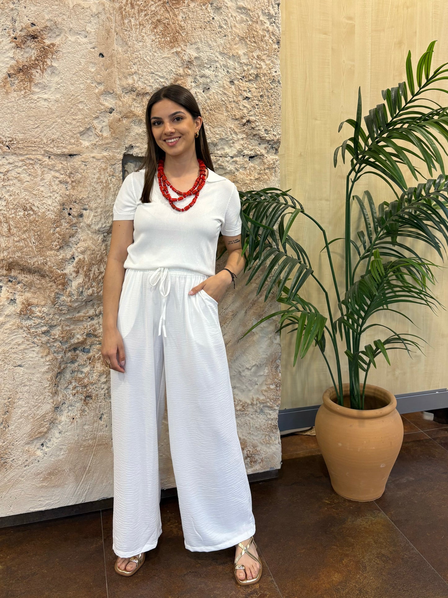 PANTALÓN FLUIDO CULOTTE BLANCO