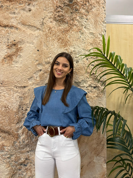 BLUSA DENIM VOLANTES
