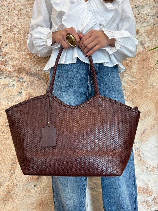BOLSO MAXI TRENZADO BURDEOS