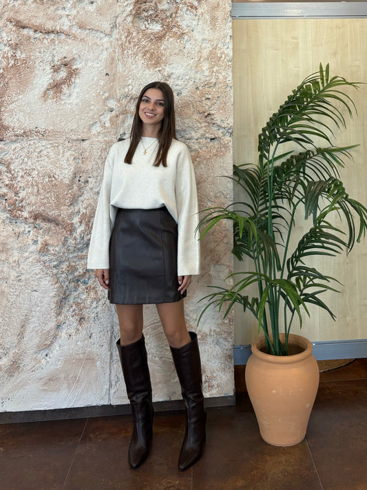 FALDA POLIPIEL MARRÓN