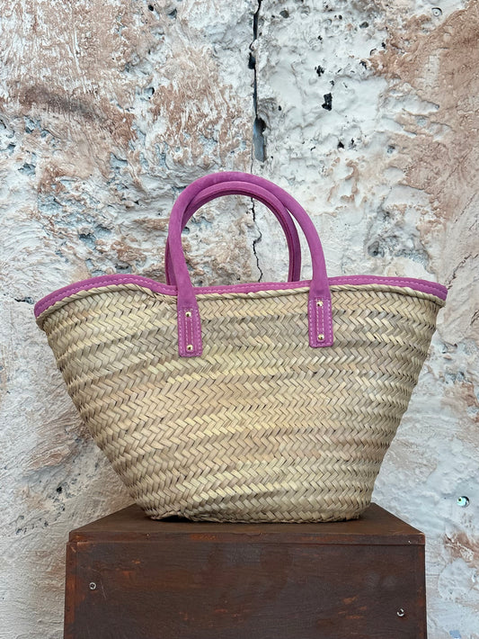CESTA RAFIA COMBINADA ROSA