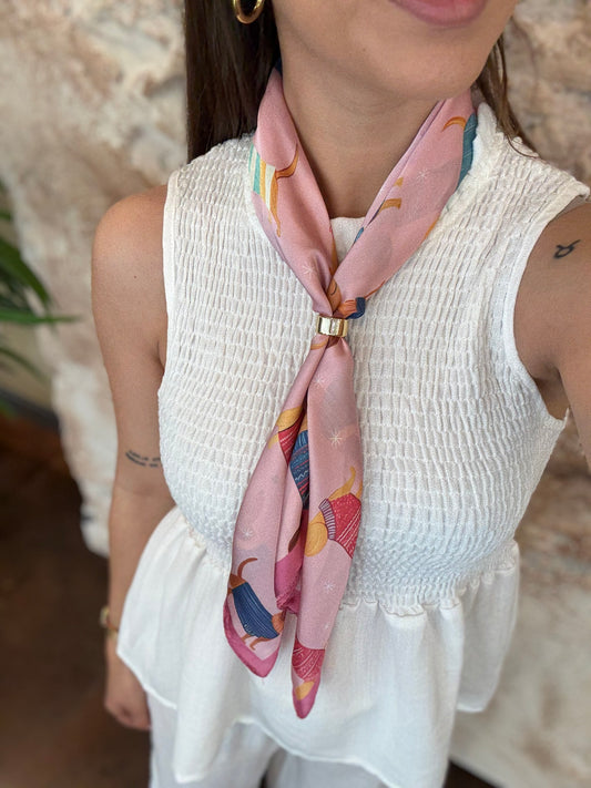 PAÑUELO CUELLO ESTAMPADO ROSA PERRITOS
