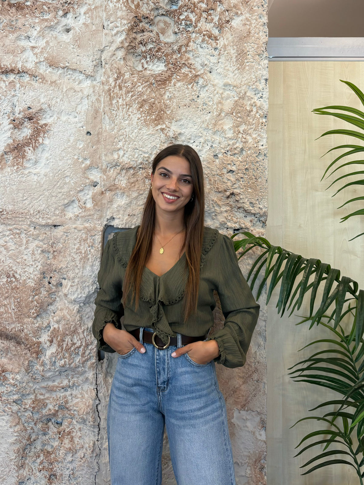 BLUSA CHORRERA GLITTER VERDE