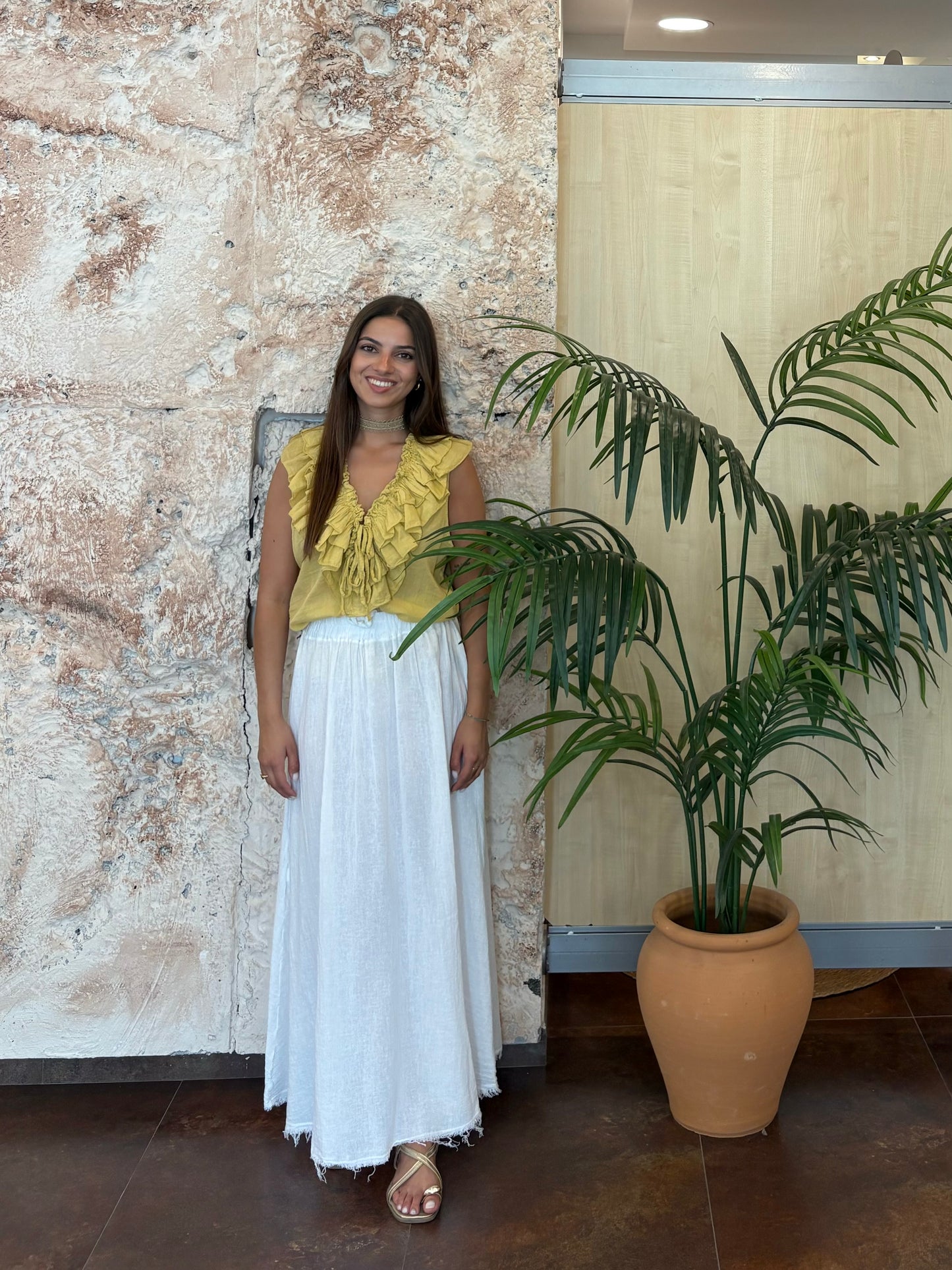 FALDA LARGA LINO BLANCA