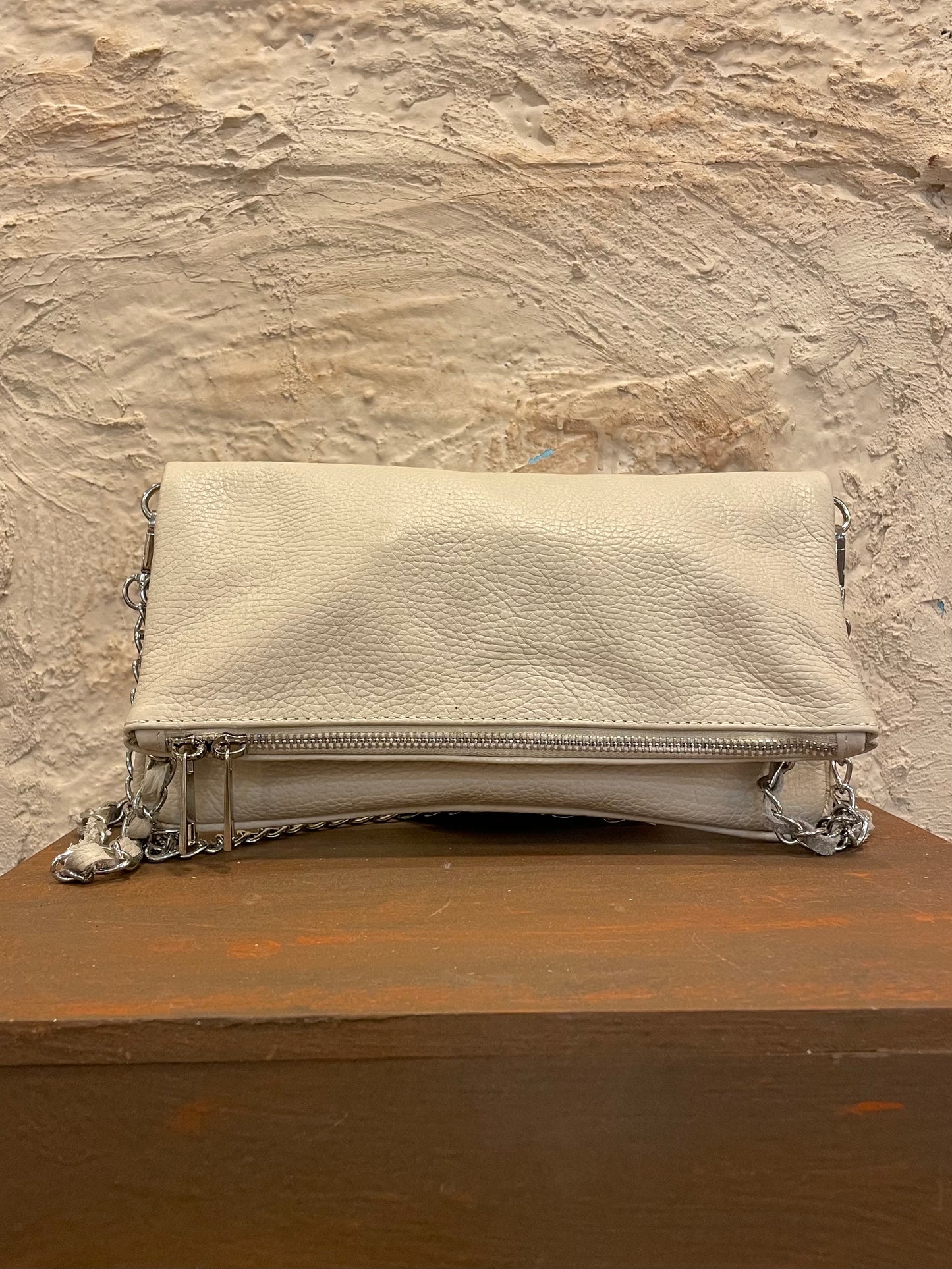 BANDOLERA SOLAPA PIEL BEIGE