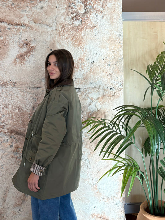 PARKA CUELLO PIEL VERDE KAKI
