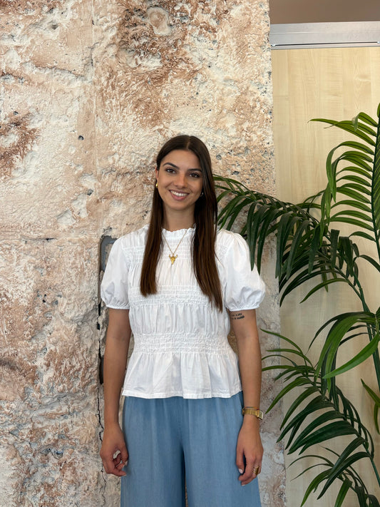 BLUSA PANEL ABEJA BLANCO