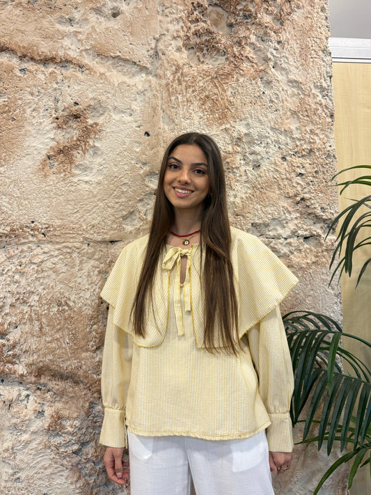BLUSA VOLANTES RAYAS AMARILLO