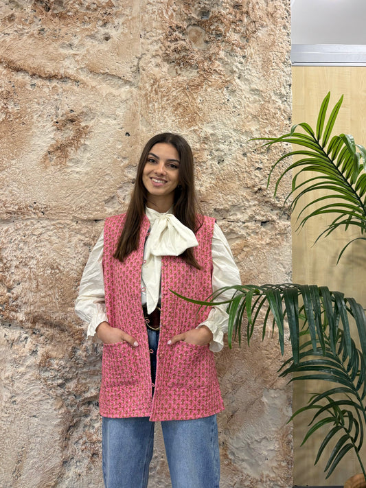 CHALECO ACOLCHADO ESTAMPADO ROSA