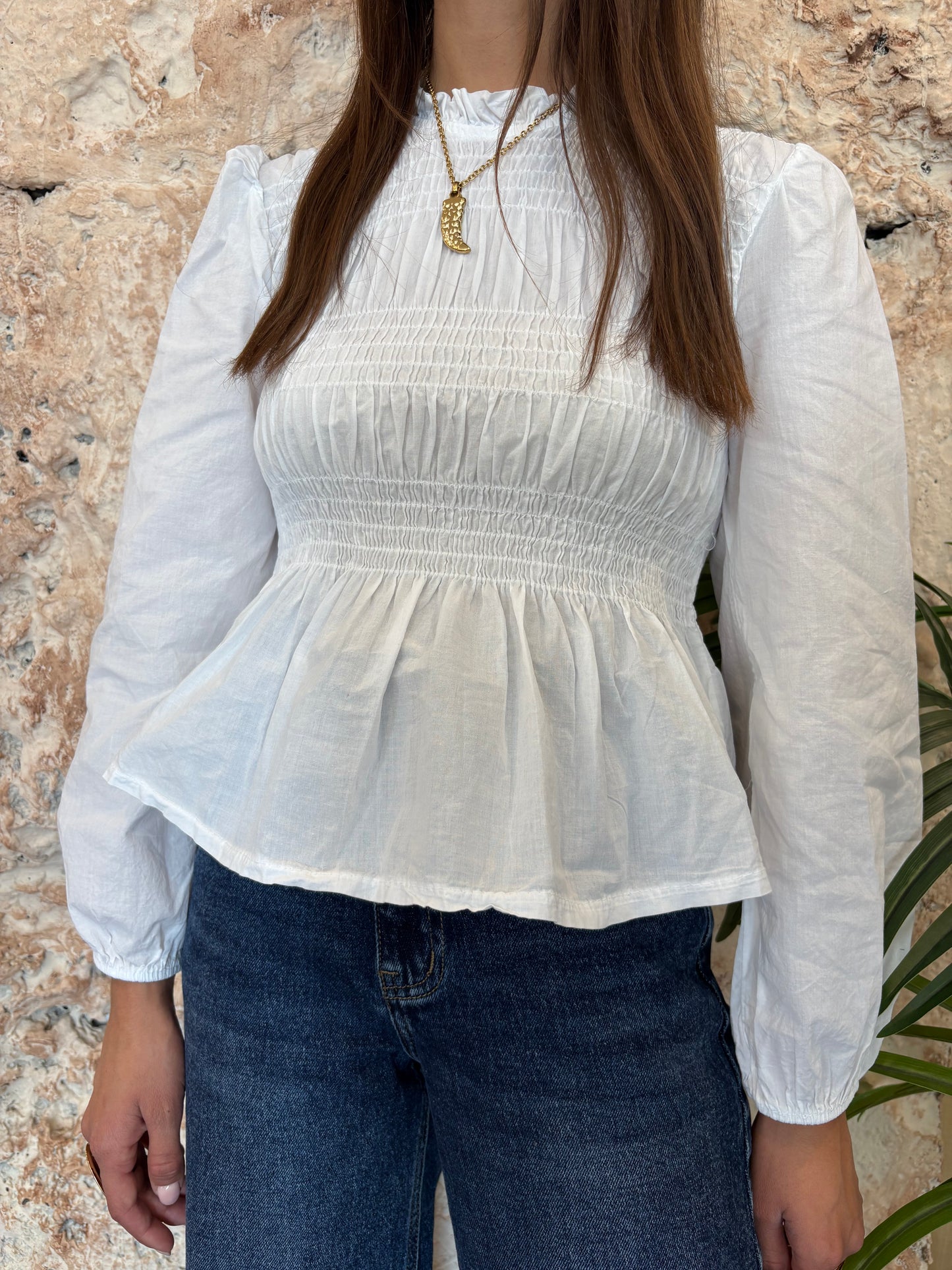 BLUSA PANEL DE ABEJA BLANCO