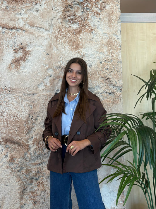 GABARDINA CORTA  MARRÓN