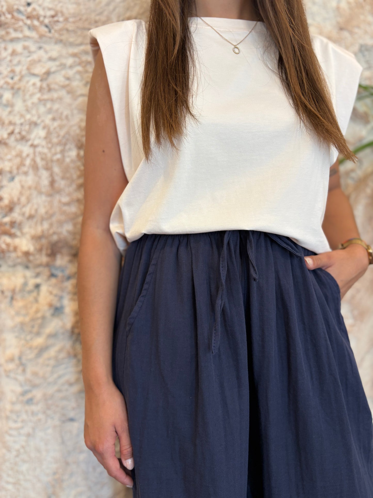 PANTALÓN CROPPED ANCHO AZUL