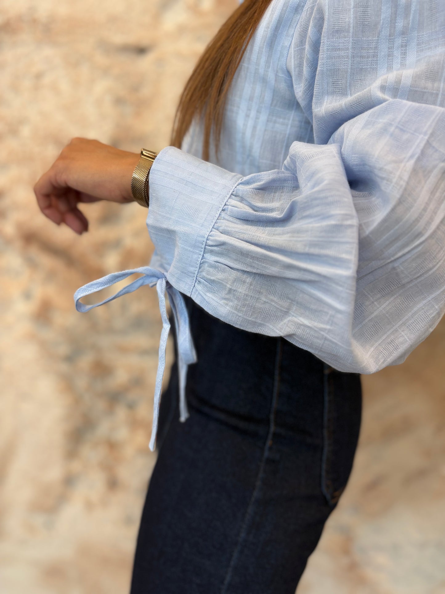 CAMISA CUELLO RIZO CELESTE