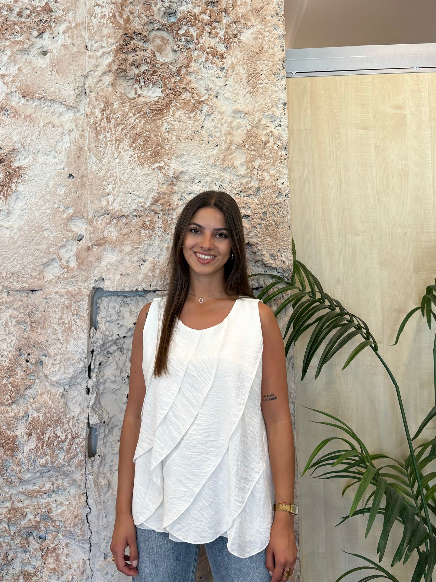 BLUSA VOLANTES DELANTERO BLANCA