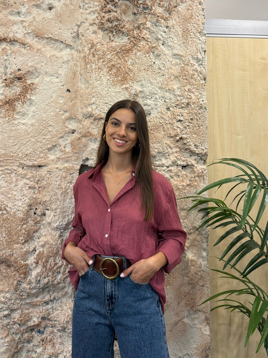 CAMISA FLUIDA EFECTO BAMBULA BURDEOS