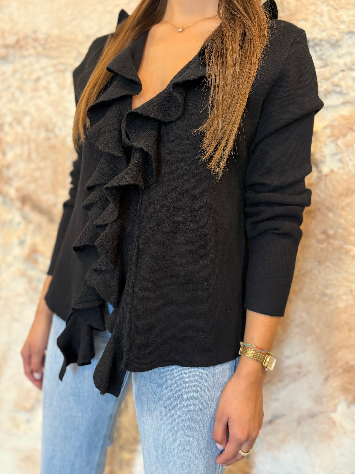CARDIGAN CHORRERA LAZADA NEGRO