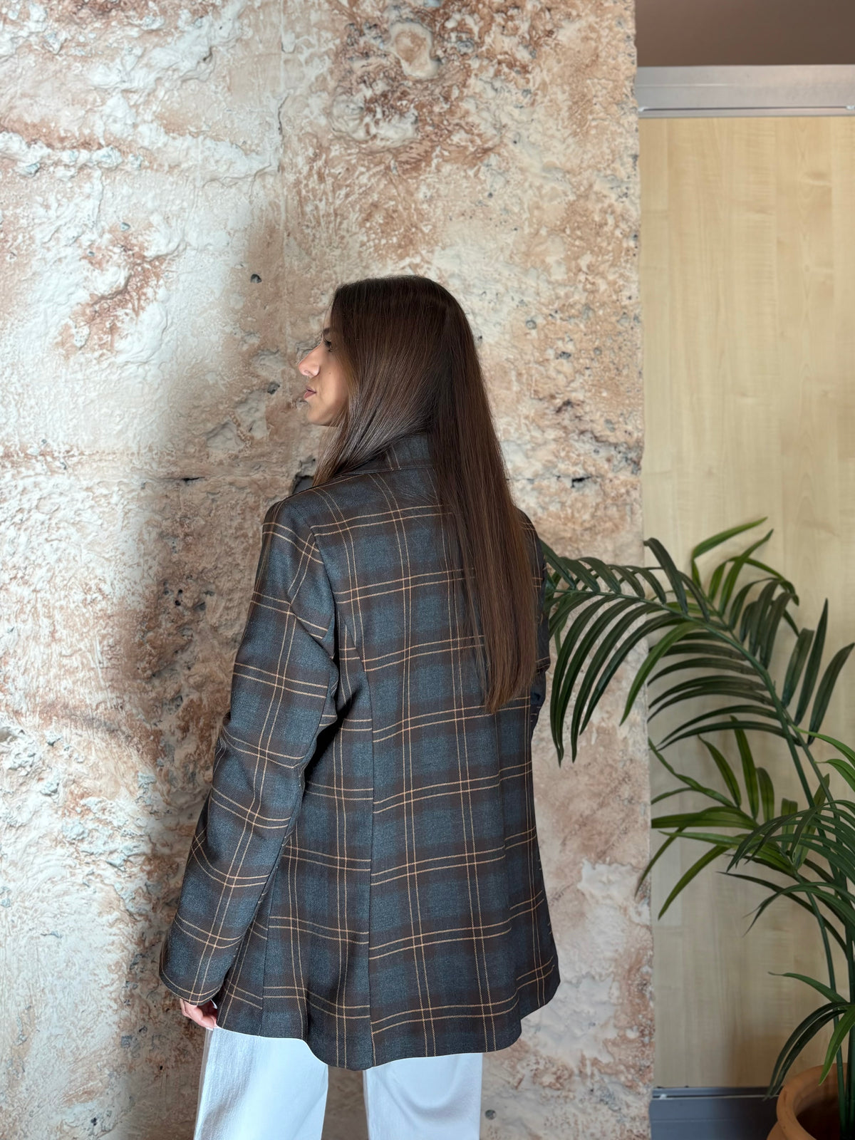 BLAZER CUADROS TARTAN MARRÓN