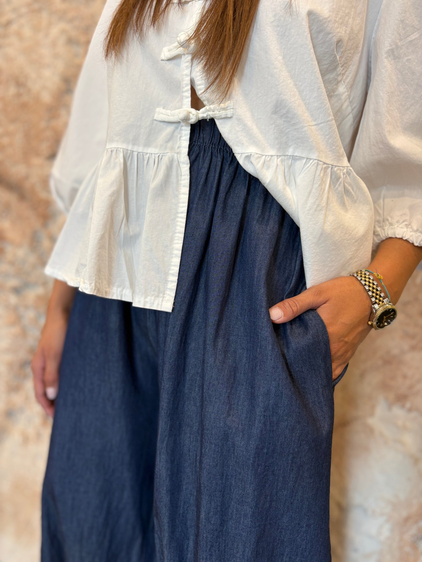 PANTALÓN BOMBACHO DENIM OSCURO