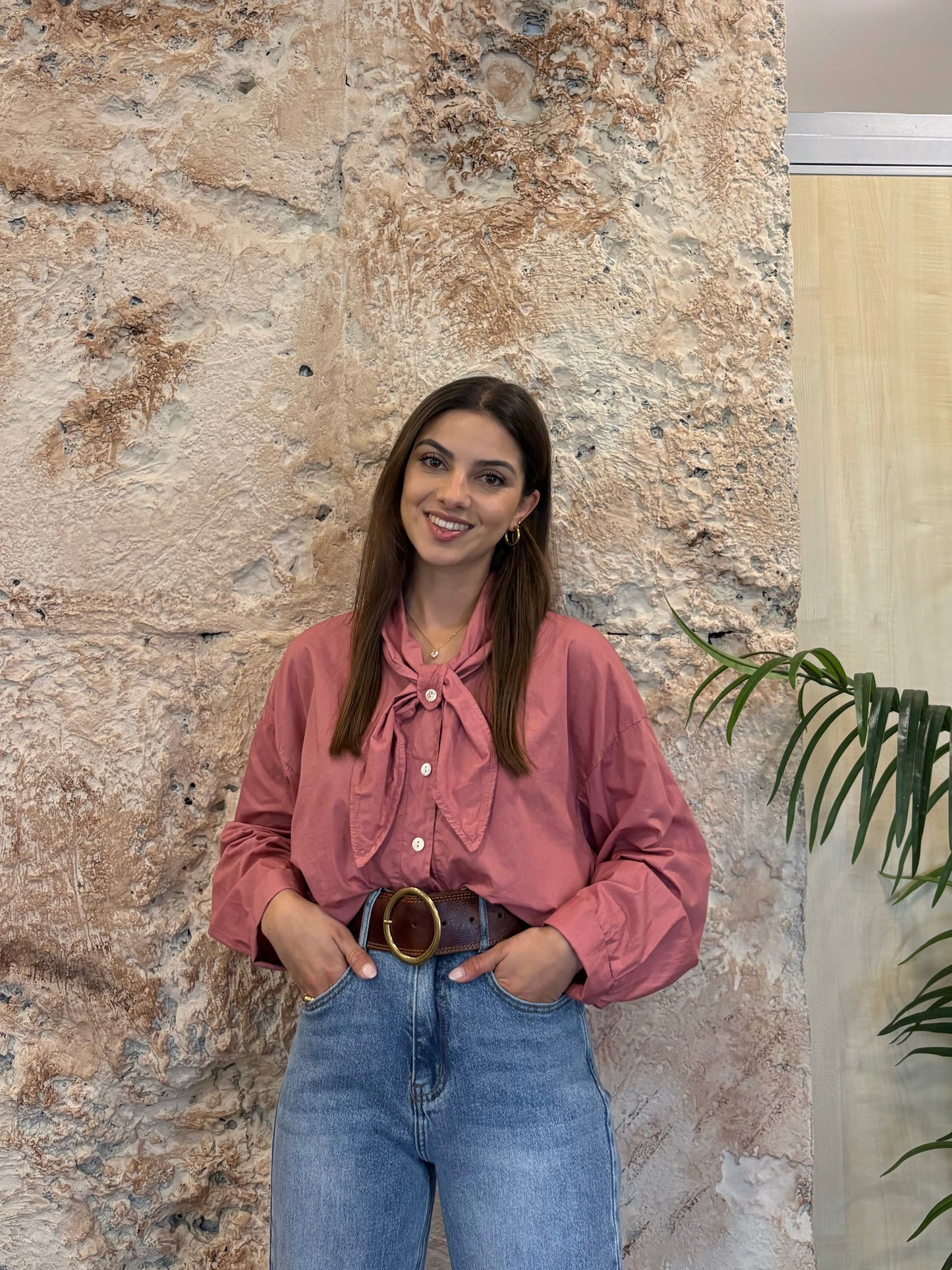 CAMISA CORAL CON LAZO